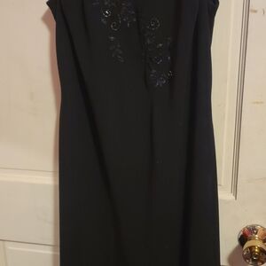 Amanda Smith Black Midi Dress with Embroidered Detail